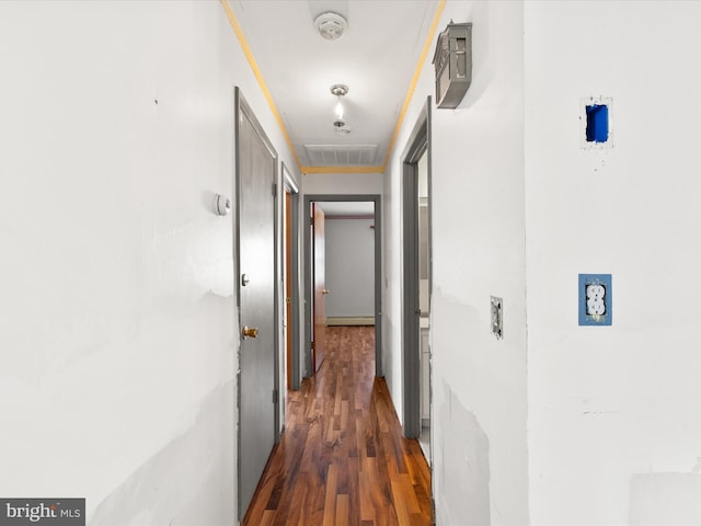 corridor featuring dark hardwood / wood-style floors