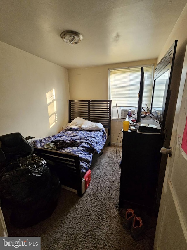 carpeted bedroom featuring cooling unit