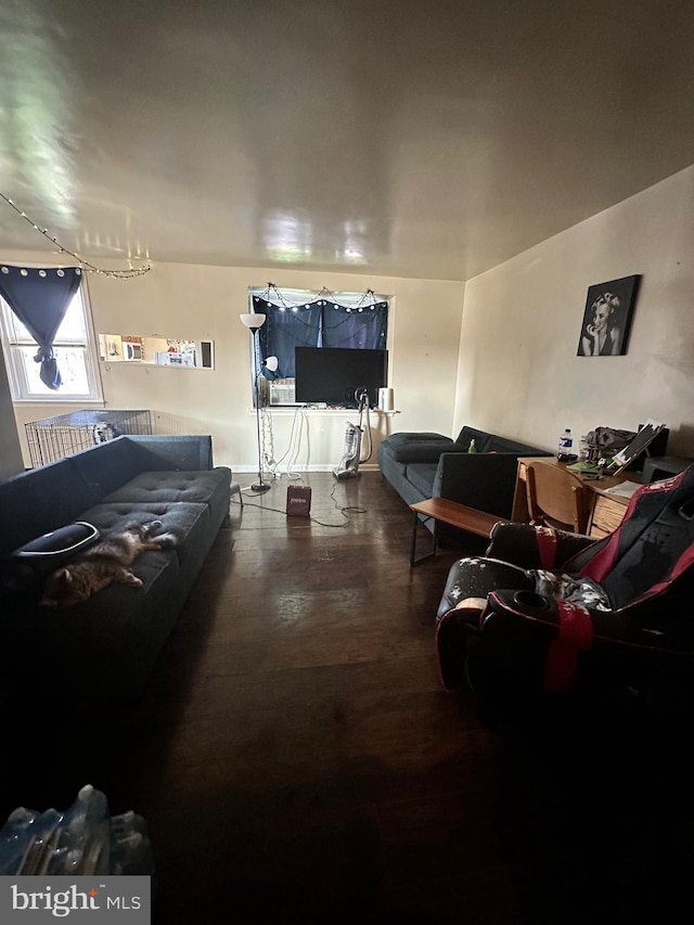 living room with hardwood / wood-style flooring