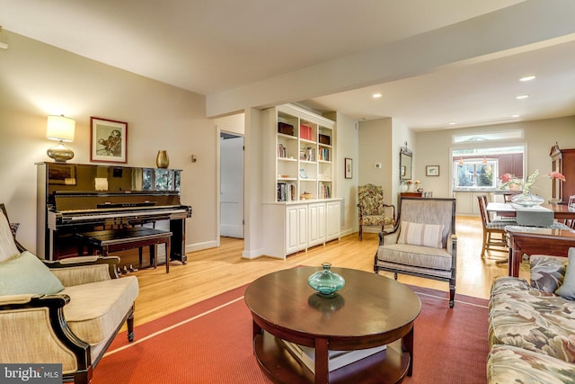 living room with hardwood / wood-style floors