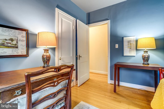 interior space with light hardwood / wood-style floors