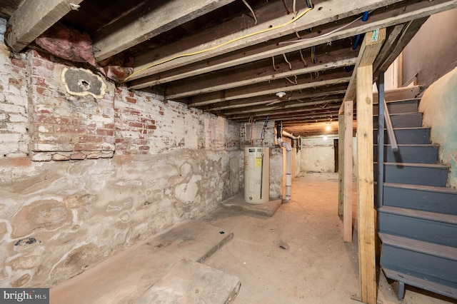 basement with electric water heater