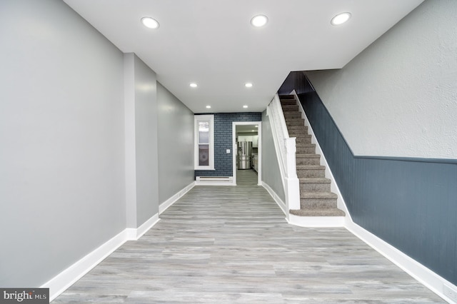 interior space with light hardwood / wood-style flooring