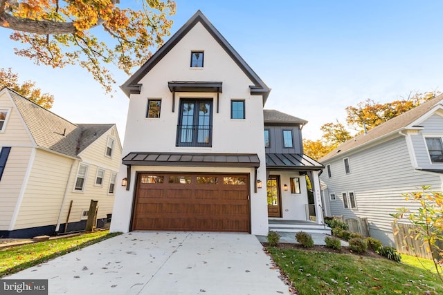 modern farmhouse with a garage