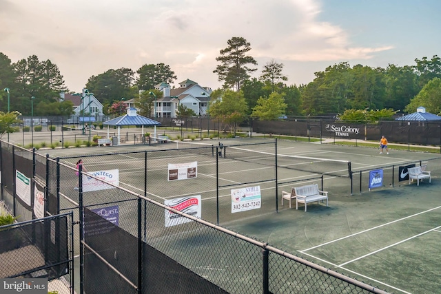 view of sport court with a gazebo