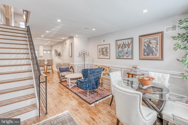 living room featuring light hardwood / wood-style flooring