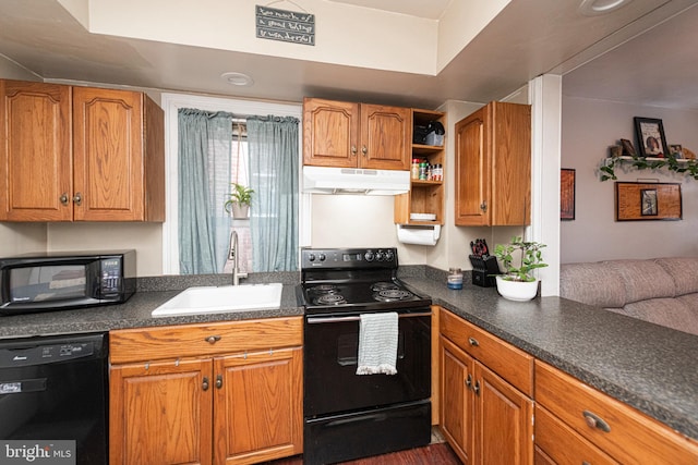 kitchen featuring sink and black appliances