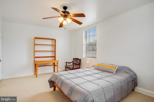 bedroom featuring carpet floors and ceiling fan