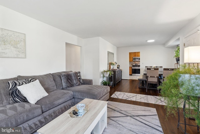 living room with hardwood / wood-style flooring