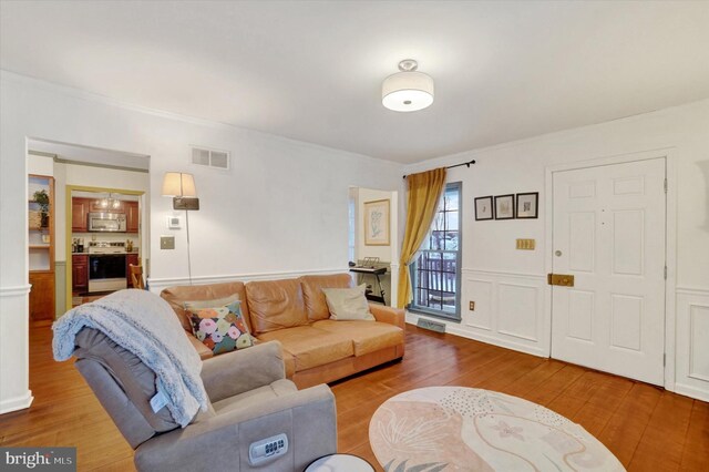 living room featuring wood-type flooring