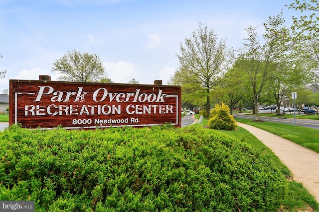 view of community sign