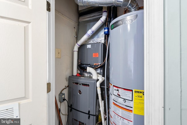 utility room featuring water heater