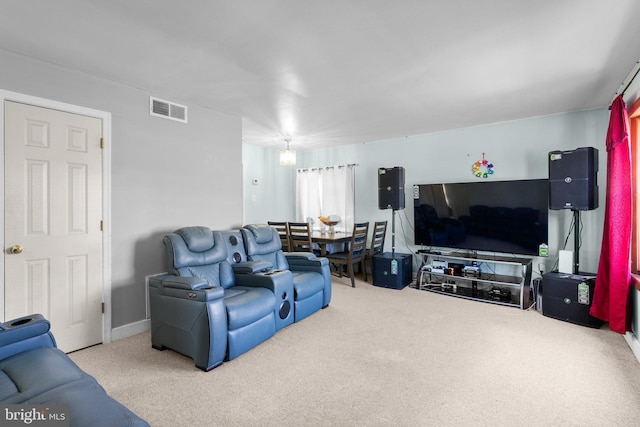 living room with carpet flooring