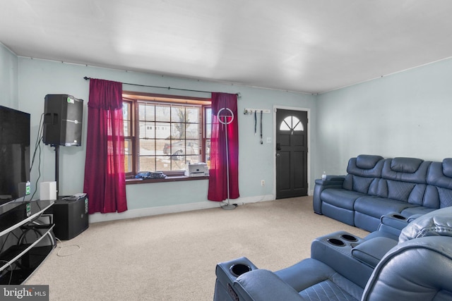 living room with carpet floors