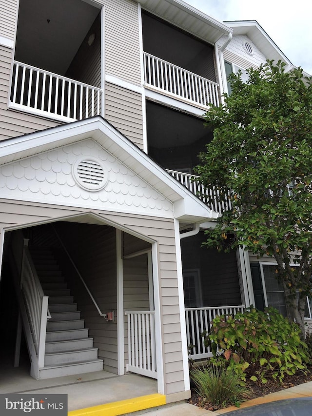 doorway to property with a balcony