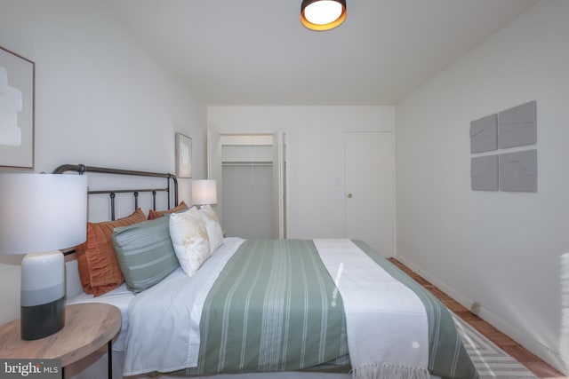 bedroom featuring a closet and wood-type flooring