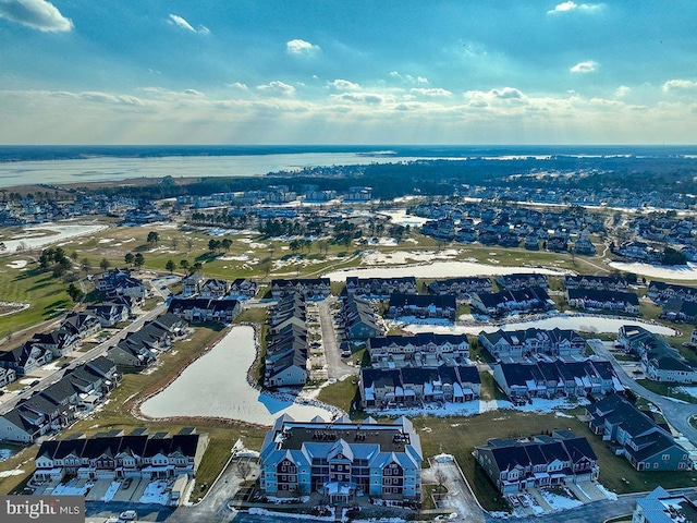 bird's eye view featuring a water view