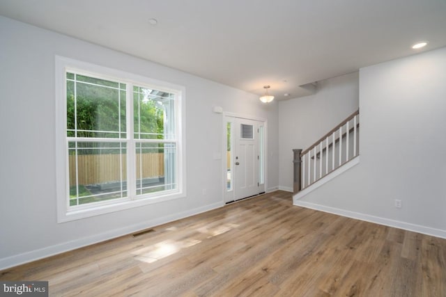 foyer featuring light wood-type flooring