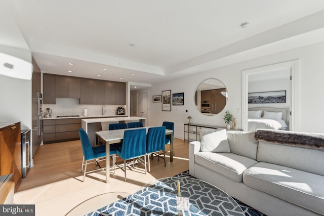 living room featuring light hardwood / wood-style floors