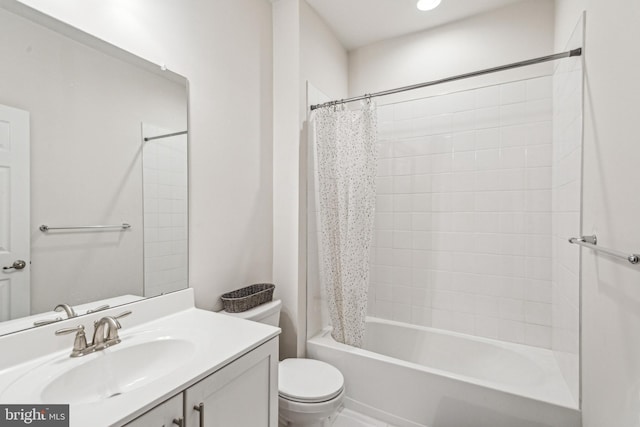 full bathroom with vanity, toilet, and shower / bath combo