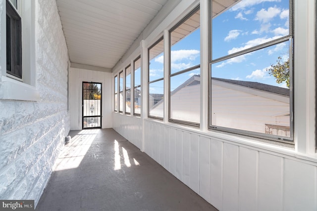 view of unfurnished sunroom