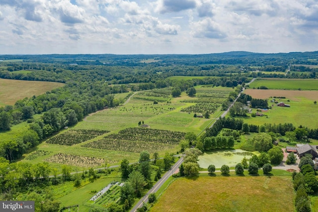 aerial view with a rural view