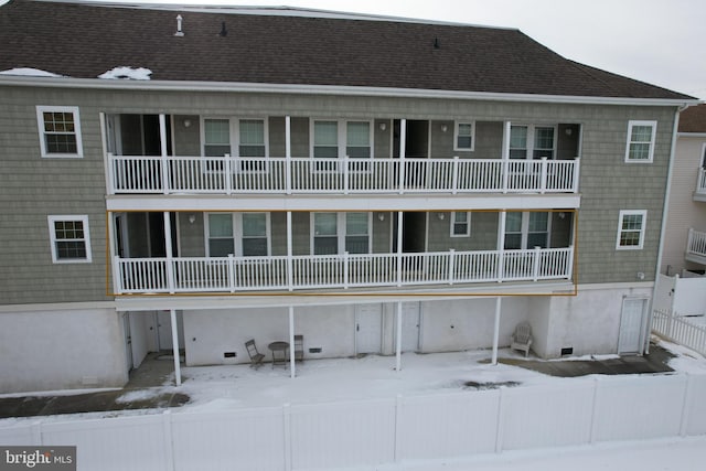 view of snow covered building