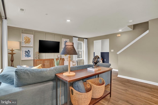 living room with light wood-type flooring