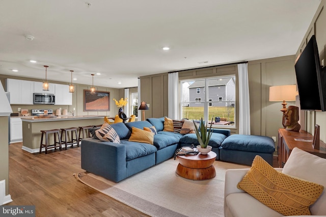 living room featuring light hardwood / wood-style floors