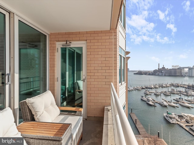 balcony with a water view