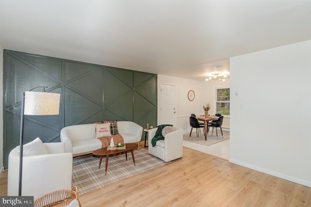 living room with hardwood / wood-style flooring