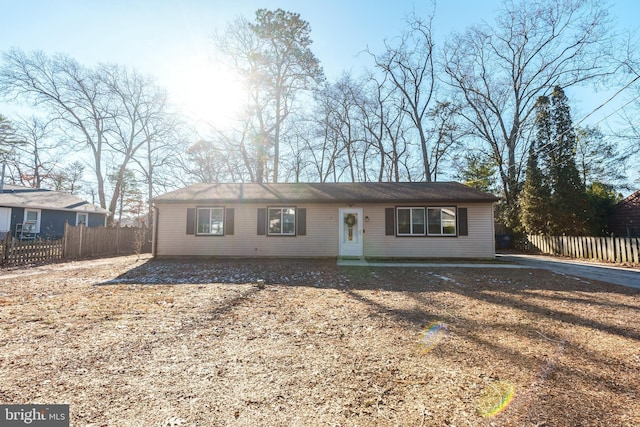 view of single story home