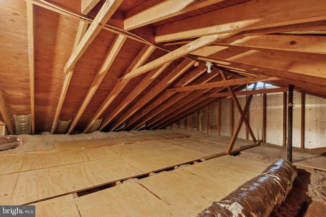 view of unfinished attic