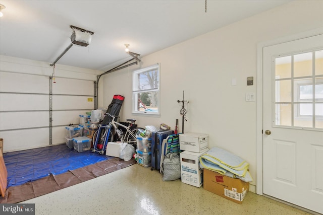 garage with a garage door opener