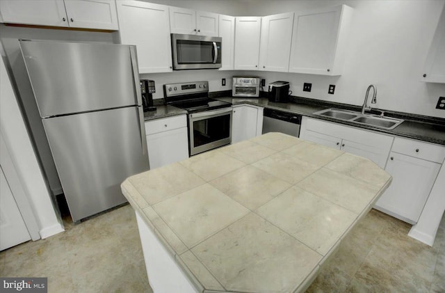 kitchen featuring sink, white cabinetry, and appliances with stainless steel finishes