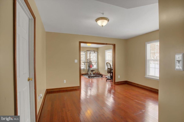 spare room featuring wood-type flooring