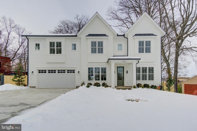 modern farmhouse with a garage