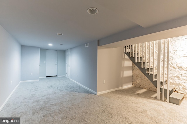 basement with carpet