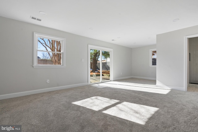 spare room featuring light carpet