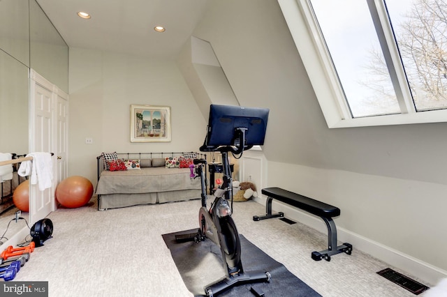 exercise room with carpet floors