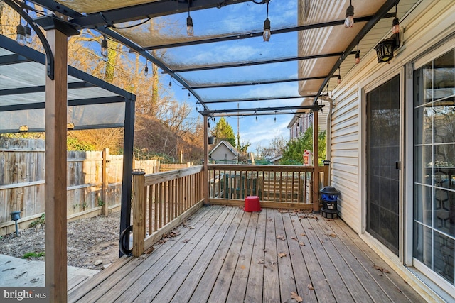 wooden terrace featuring a pergola