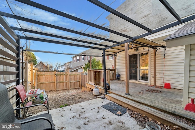 view of patio / terrace featuring a pergola and a wooden deck