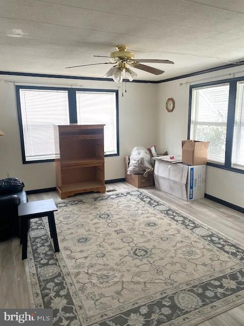 bedroom featuring hardwood / wood-style flooring and ceiling fan