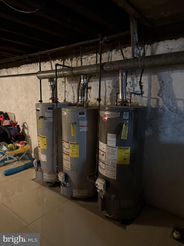 utility room with gas water heater