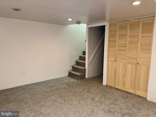 basement with carpet floors