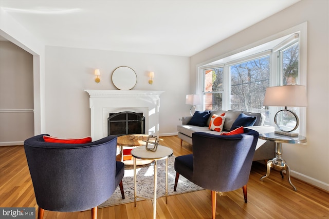 living room with wood-type flooring