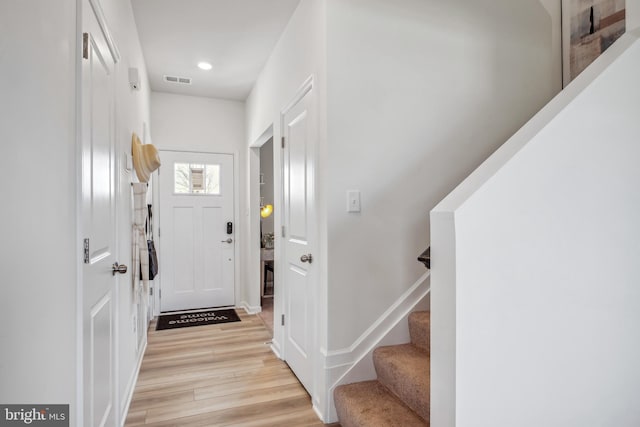 foyer entrance featuring light hardwood / wood-style flooring