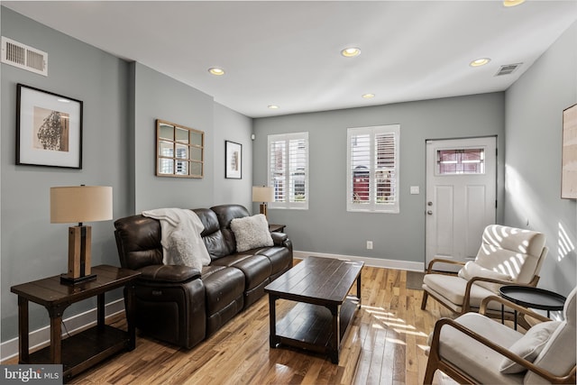 living room featuring light hardwood / wood-style flooring