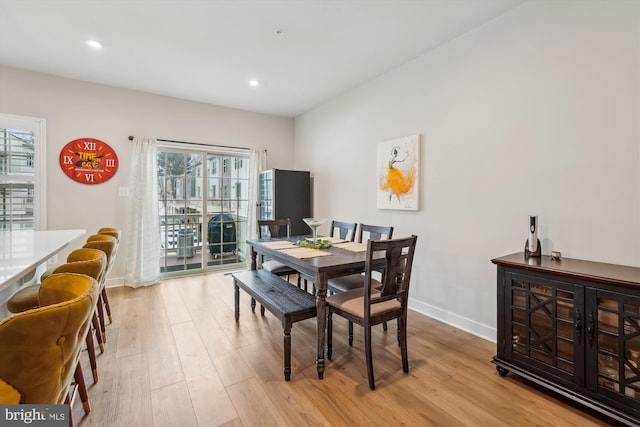 dining area featuring light hardwood / wood-style floors