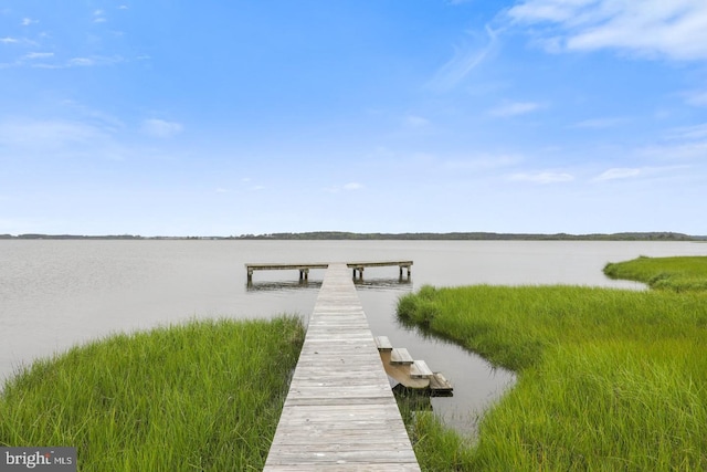 view of dock featuring a water view